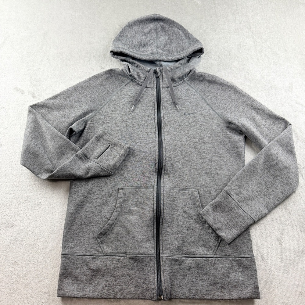 Nike Therma-FIT Women's Medium Full Zip Hoodie Grey Heathered Training Jacket